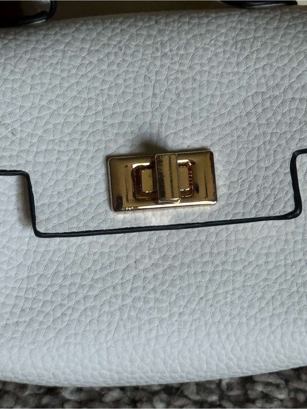 White Mini Top-Handle Bag Keychain - Picture 3 of 3